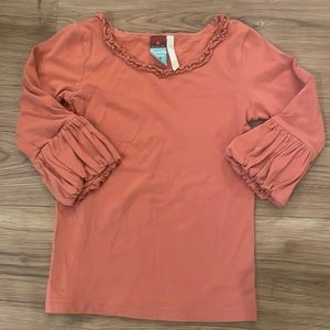 Matilda Jane Character Counts top with 3/4 sleeves with bubble hem. Size 6.
